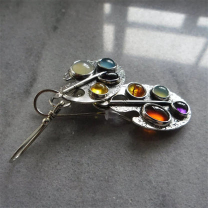 Multicoloured Stone Pendant Earrings - emmy-rae-jewels.com