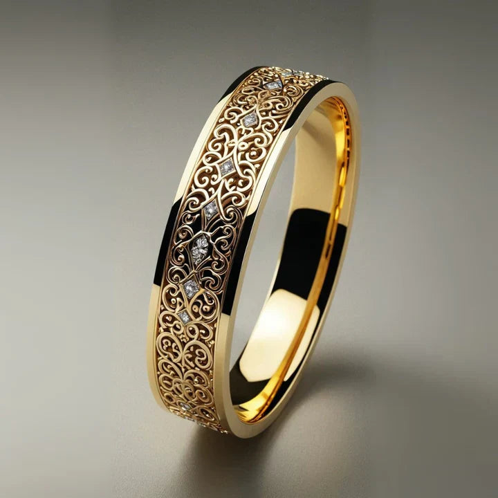 Exotic Hollow Ring in Fine Gold