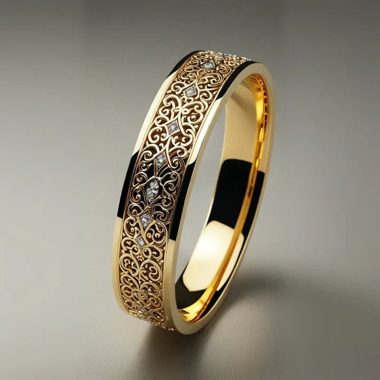 Exotic Hollow Ring in Fine Gold