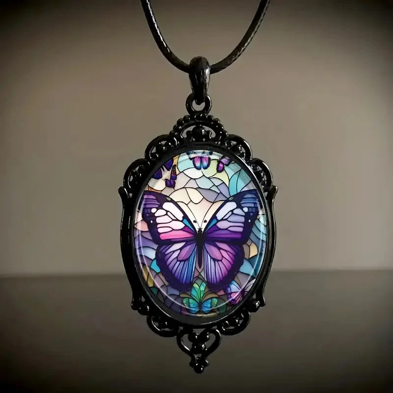Butterfly Pendant Necklace with Purple Crystal - emmy-rae-jewels.com