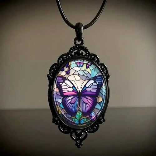 Butterfly Pendant Necklace with Purple Crystal - emmy-rae-jewels.com