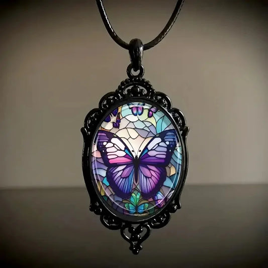 Butterfly Pendant Necklace with Purple Crystal - emmy-rae-jewels.com