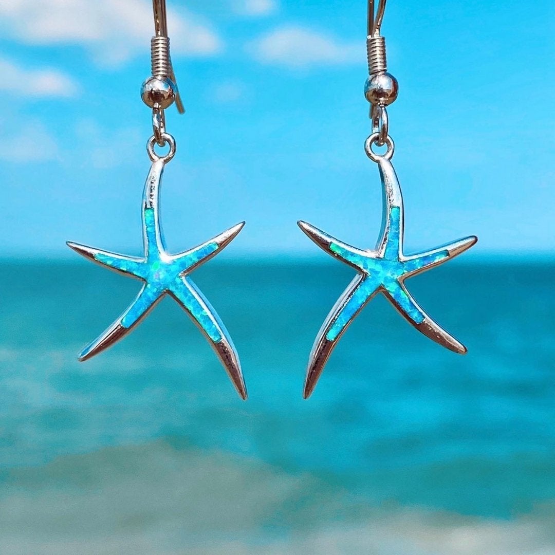Starfish Earrings in Opal and Silver - emmy-rae-jewels.com