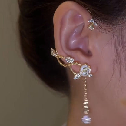 Floral Zirconia Ear Loop Earrings - emmy-rae-jewels.com