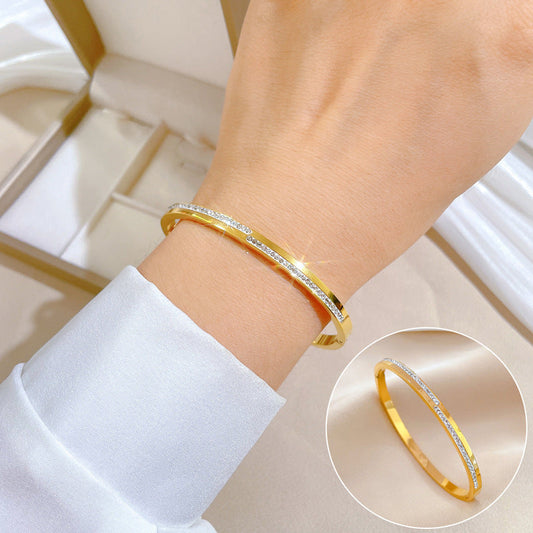 Aera Crystal Gold Bangle - emmy-rae-jewels.com