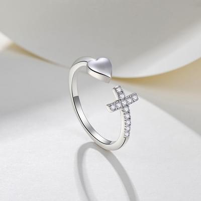 Cross Heart Open Ended Ring - emmy-rae-jewels.com