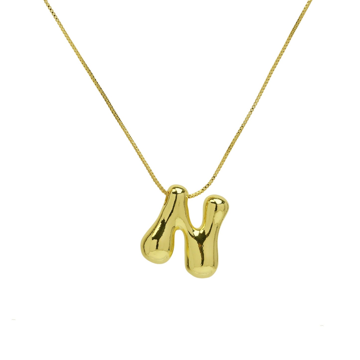 Mini Gold Bubble Initial Necklace