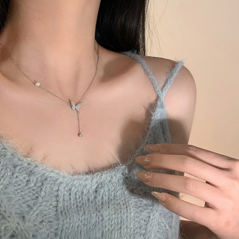 Alicia Butterfly Pearl Necklace - emmy-rae-jewels.com