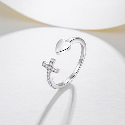 Cross Heart Open Ended Ring - emmy-rae-jewels.com