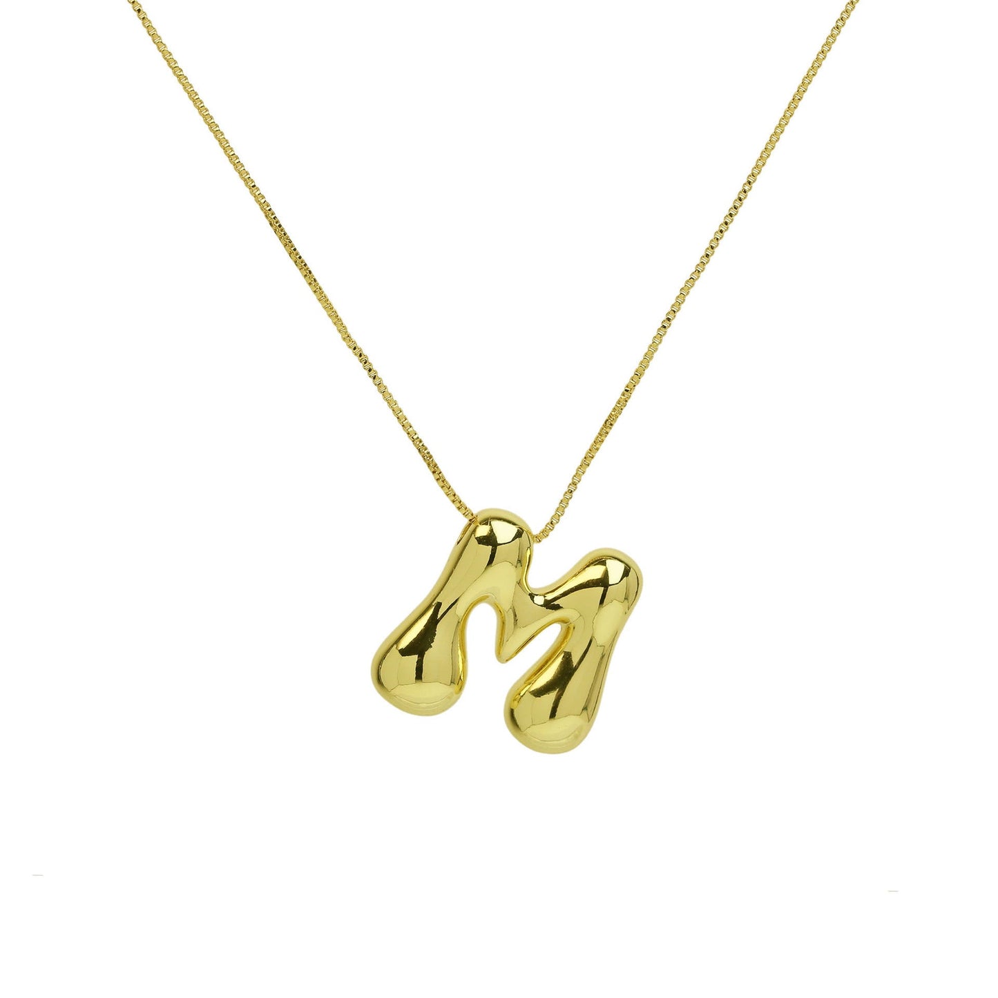 Mini Gold Bubble Initial Necklace