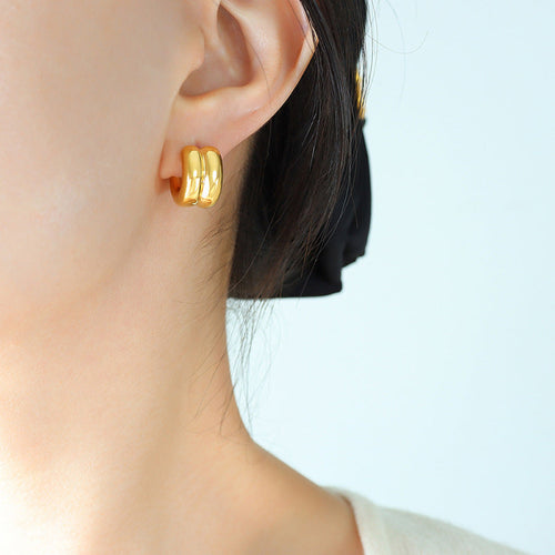 Amarite Double Loop Gold Earrings - emmy-rae-jewels.com