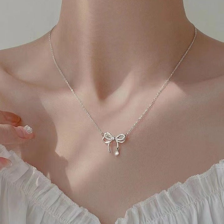Angelique Delicate Bow Zirconia Necklace - emmy-rae-jewels.com