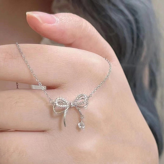 Angelique Delicate Bow Zirconia Necklace - emmy-rae-jewels.com