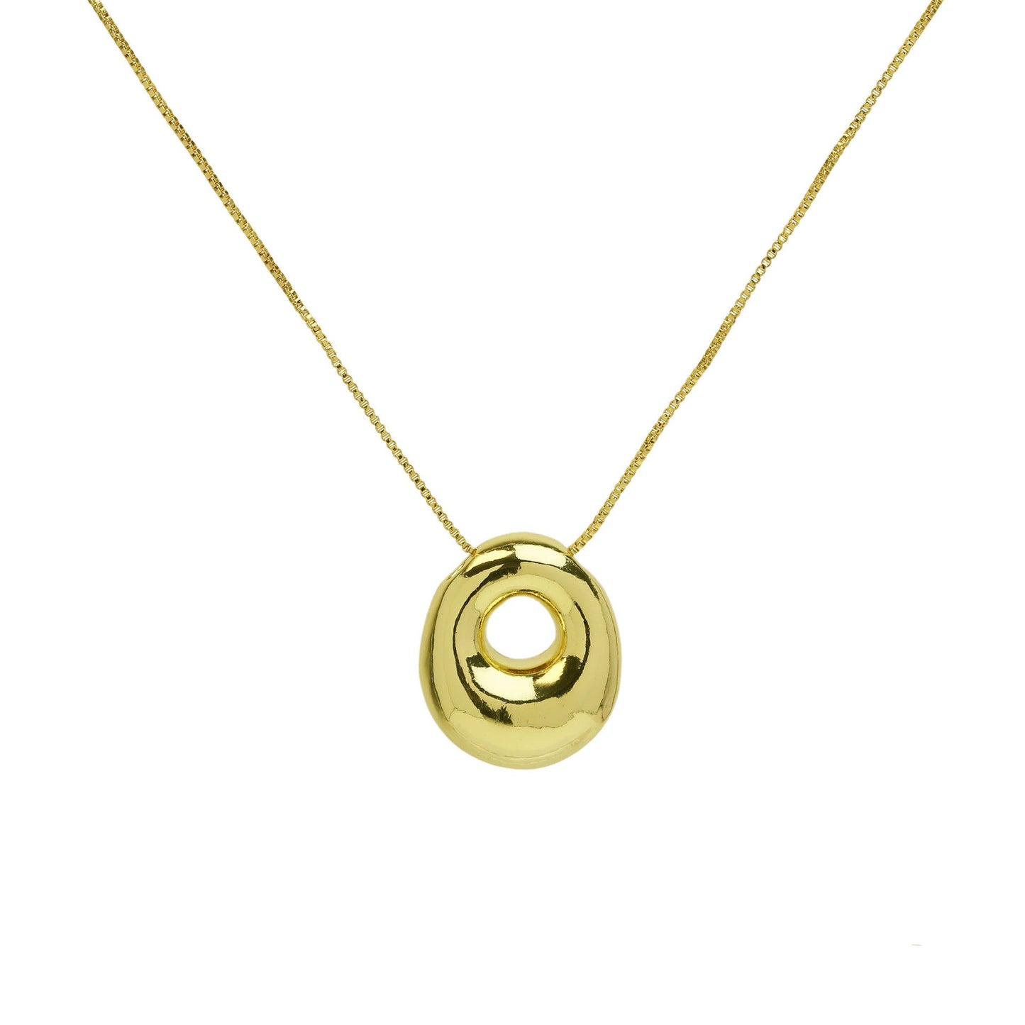 Mini Gold Bubble Initial Necklace