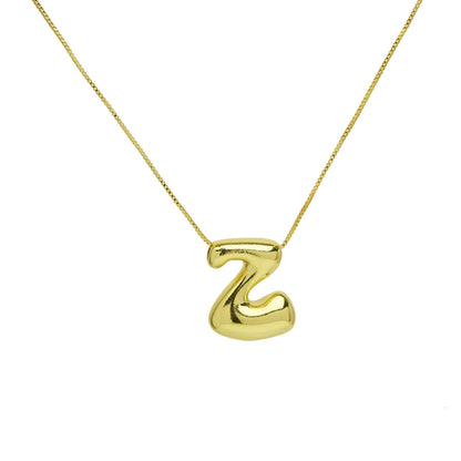 Mini Gold Bubble Initial Necklace