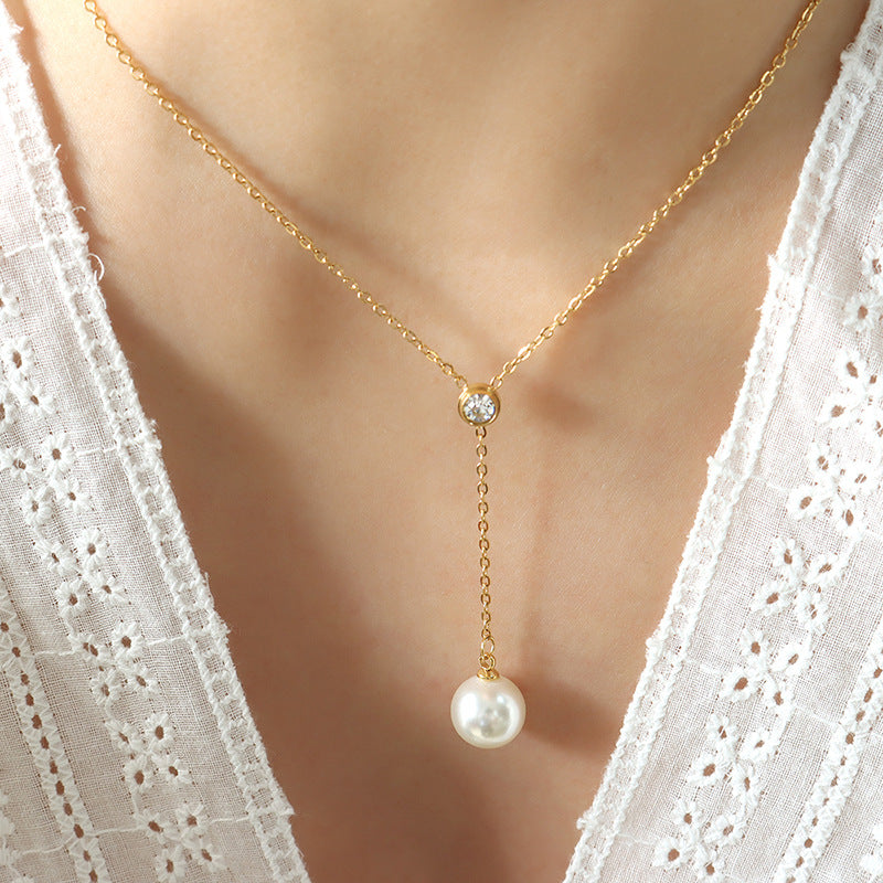 Lila Crystal Pearl Gold Necklace - emmy-rae-jewels.com