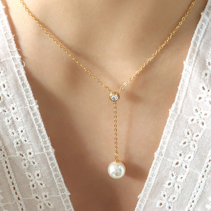 Lila Crystal Pearl Gold Necklace - emmy-rae-jewels.com