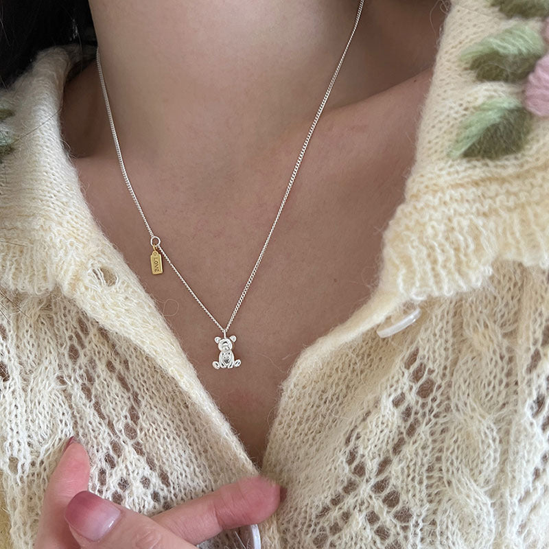 Bria Silver Teddy Pendant - emmy-rae-jewels.com
