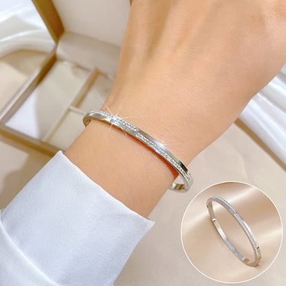 Aera Crystal Gold Bangle - emmy-rae-jewels.com