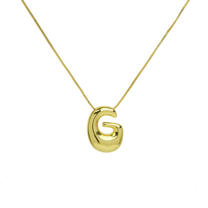Mini Gold Bubble Initial Necklace
