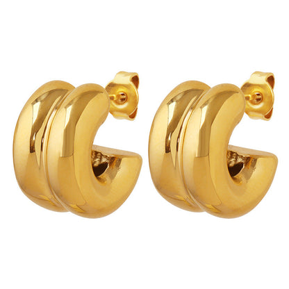 Amarite Double Loop Gold Earrings - emmy-rae-jewels.com