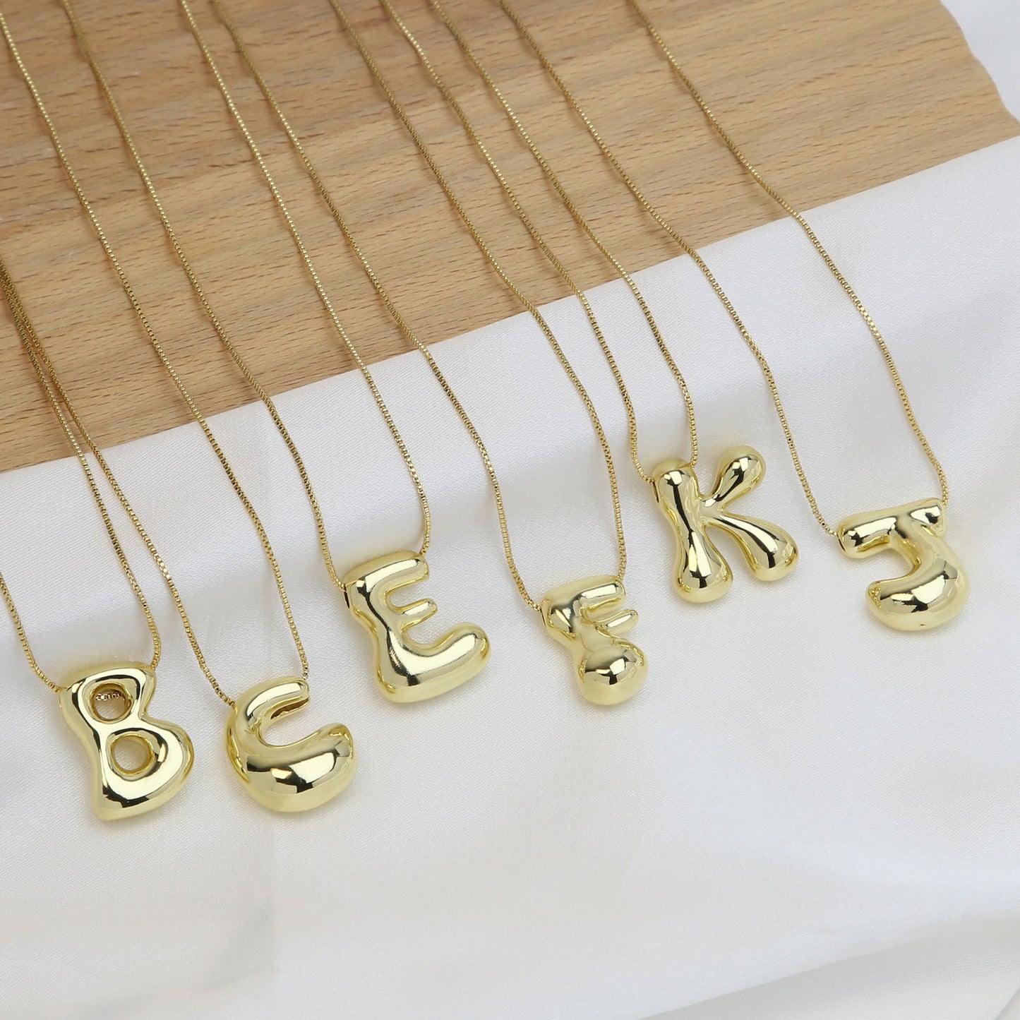 Mini Gold Bubble Initial Necklace