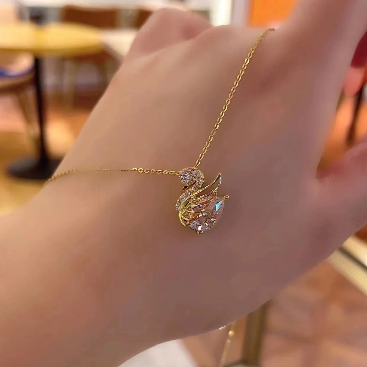 Crystal Swan Necklace - emmy-rae-jewels.com