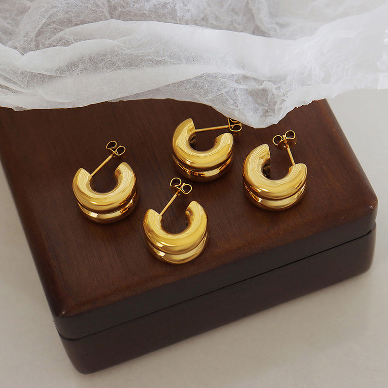 Amarite Double Loop Gold Earrings - emmy-rae-jewels.com