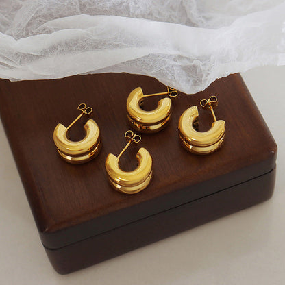 Amarite Double Loop Gold Earrings - emmy-rae-jewels.com