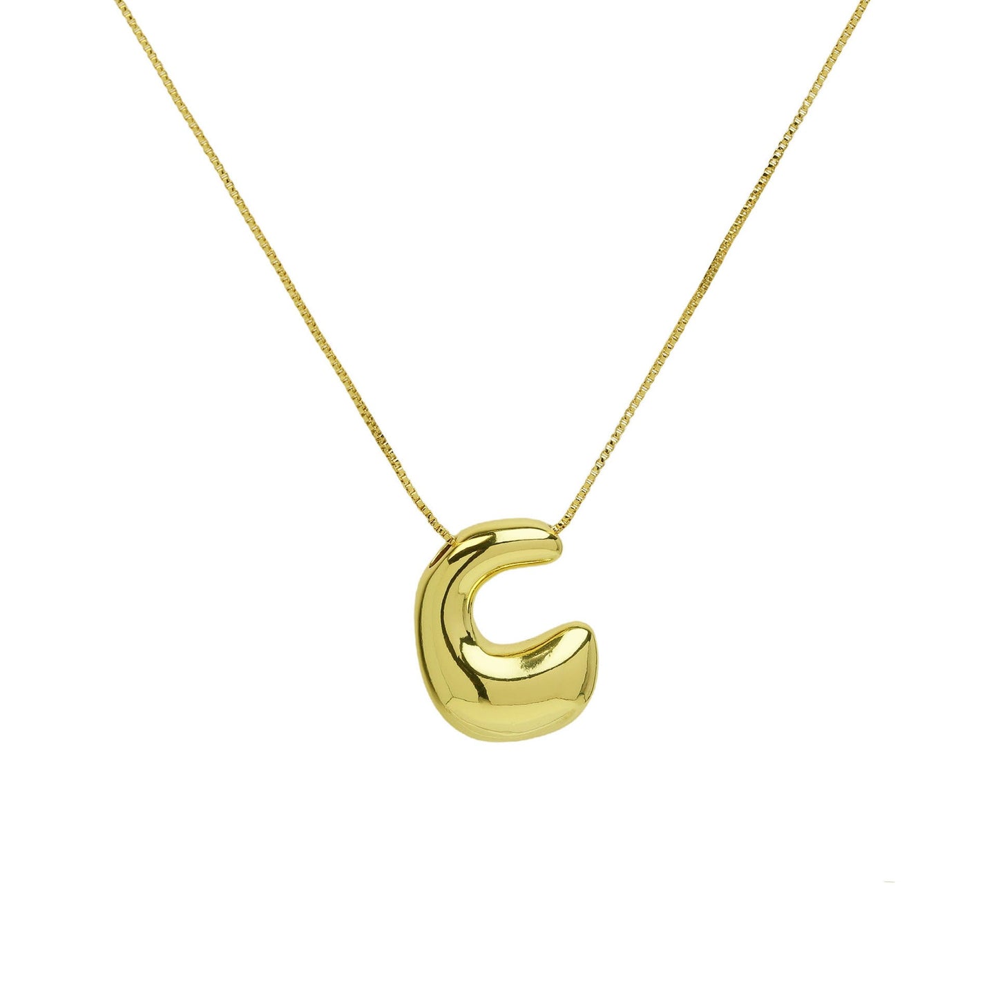 Mini Gold Bubble Initial Necklace