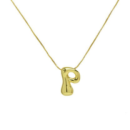 Mini Gold Bubble Initial Necklace