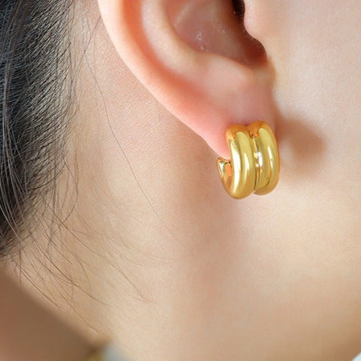 Amarite Double Loop Gold Earrings - emmy-rae-jewels.com