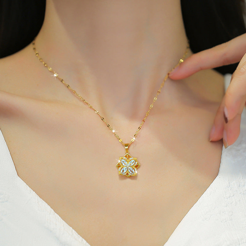 Arabella Crystal Clover Rotatable Pendant - emmy-rae-jewels.com