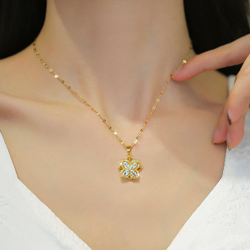 Arabella Crystal Clover Rotatable Pendant - emmy-rae-jewels.com
