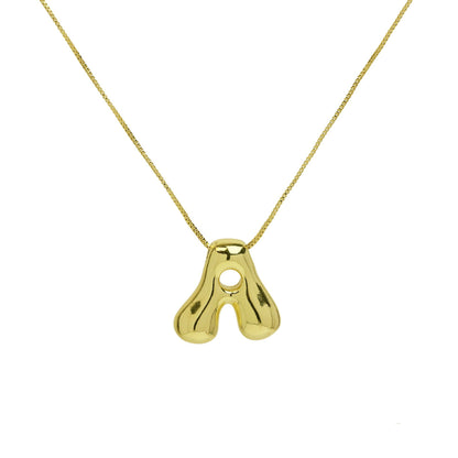 Mini Gold Bubble Initial Necklace