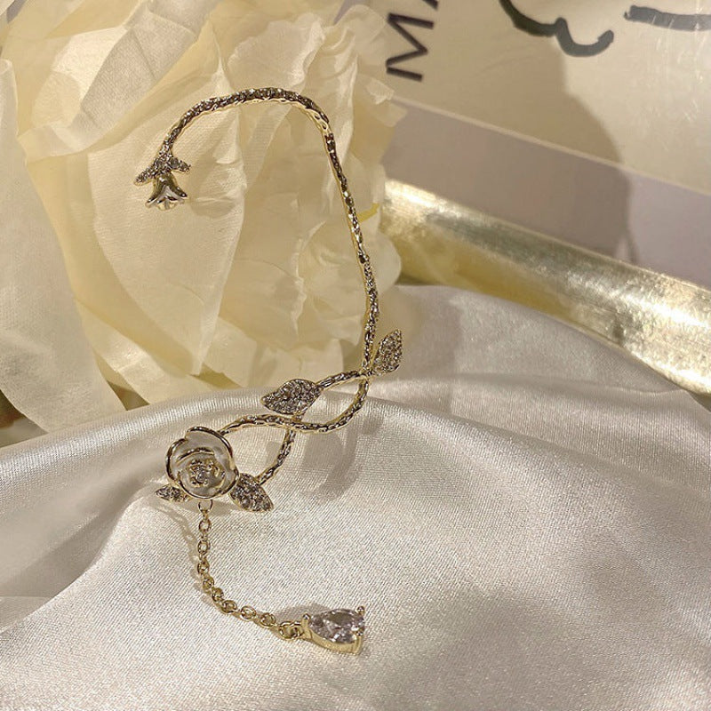 Floral Zirconia Ear Loop Earrings - emmy-rae-jewels.com