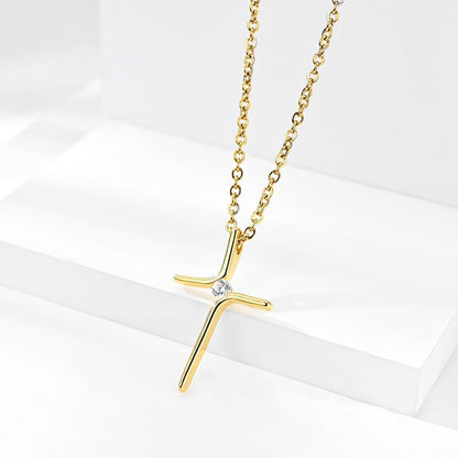 Asymmetrical Cross Necklace - emmy-rae-jewels.com