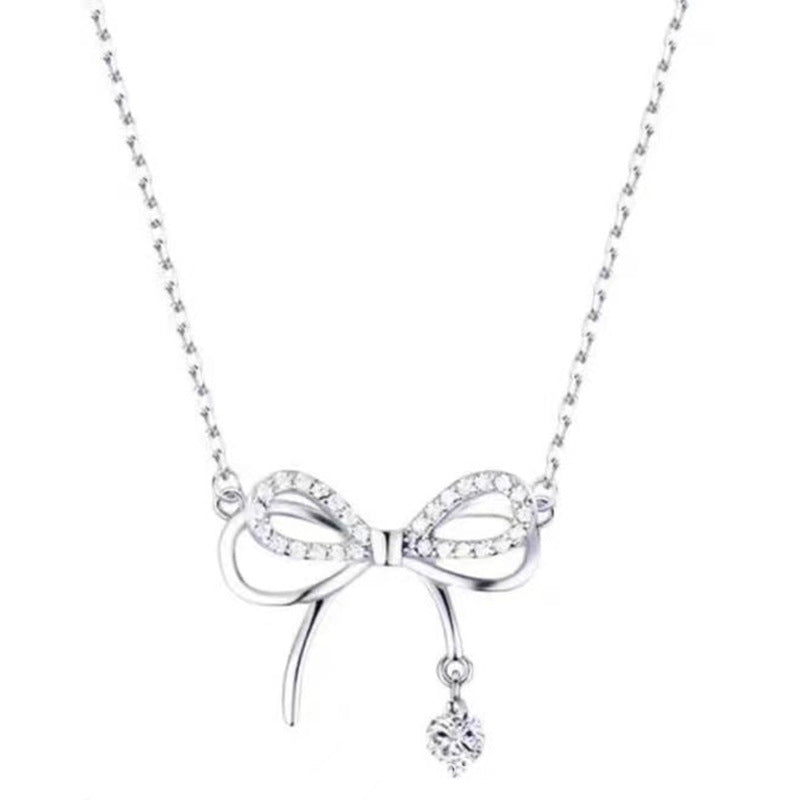Angelique Delicate Bow Zirconia Necklace - emmy-rae-jewels.com