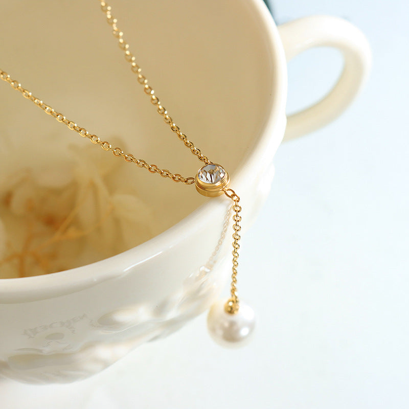 Lila Crystal Pearl Gold Necklace - emmy-rae-jewels.com