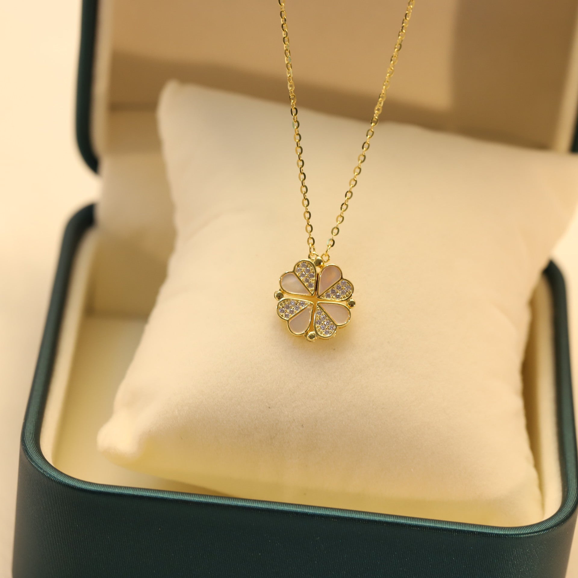 Ellaine Zirconia Four Leaf Clover Necklace - emmy-rae-jewels.com