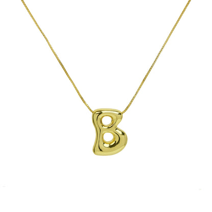 Mini Gold Bubble Initial Necklace