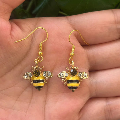 Golden Bee & Honeycomb Crystal Earrings - emmy-rae-jewels.com