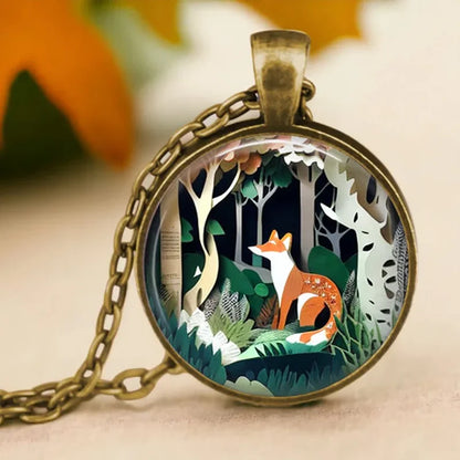 Forest Spirit Animal Glass Pendant Necklace - emmy-rae-jewels.com