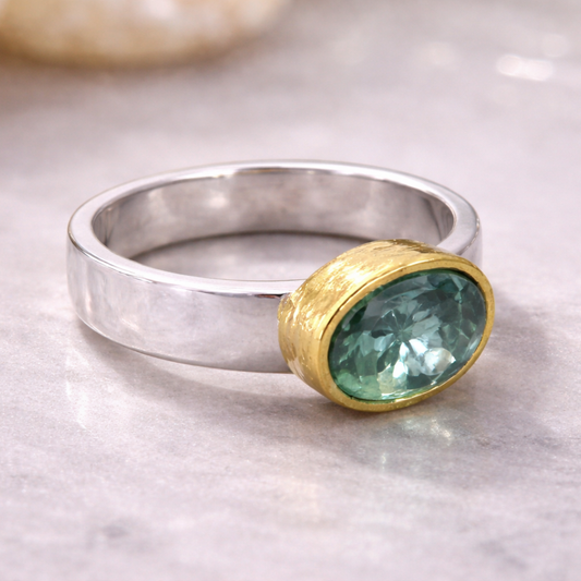 Vintage Green Silver Plated Ring