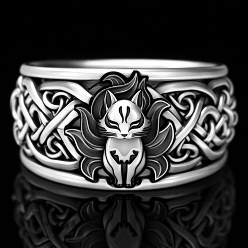 Vintage Boho Cat Detailed Silver Ring