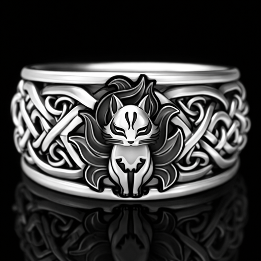 Vintage Boho Cat Detailed Silver Ring
