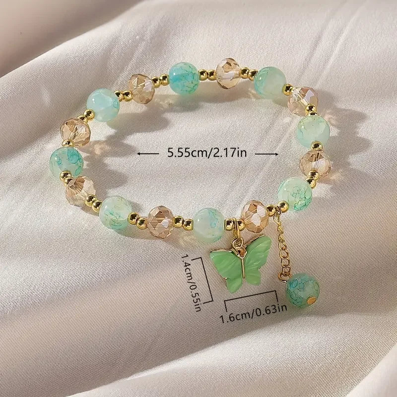 Beautiful Butterfly Beaded Stretch Bracelet - emmy-rae-jewels.com