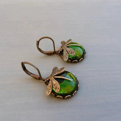 Spherical Dragonfly Earrings in Antique Gold - emmy-rae-jewels.com