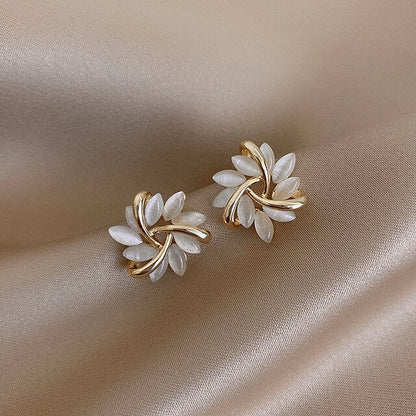 Luxury White Opal Earrings in Gold - emmy-rae-jewels.com
