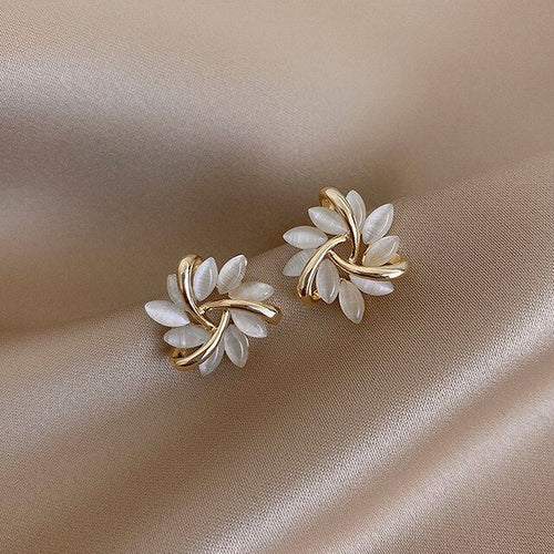 Luxury White Opal Earrings in Gold - emmy-rae-jewels.com